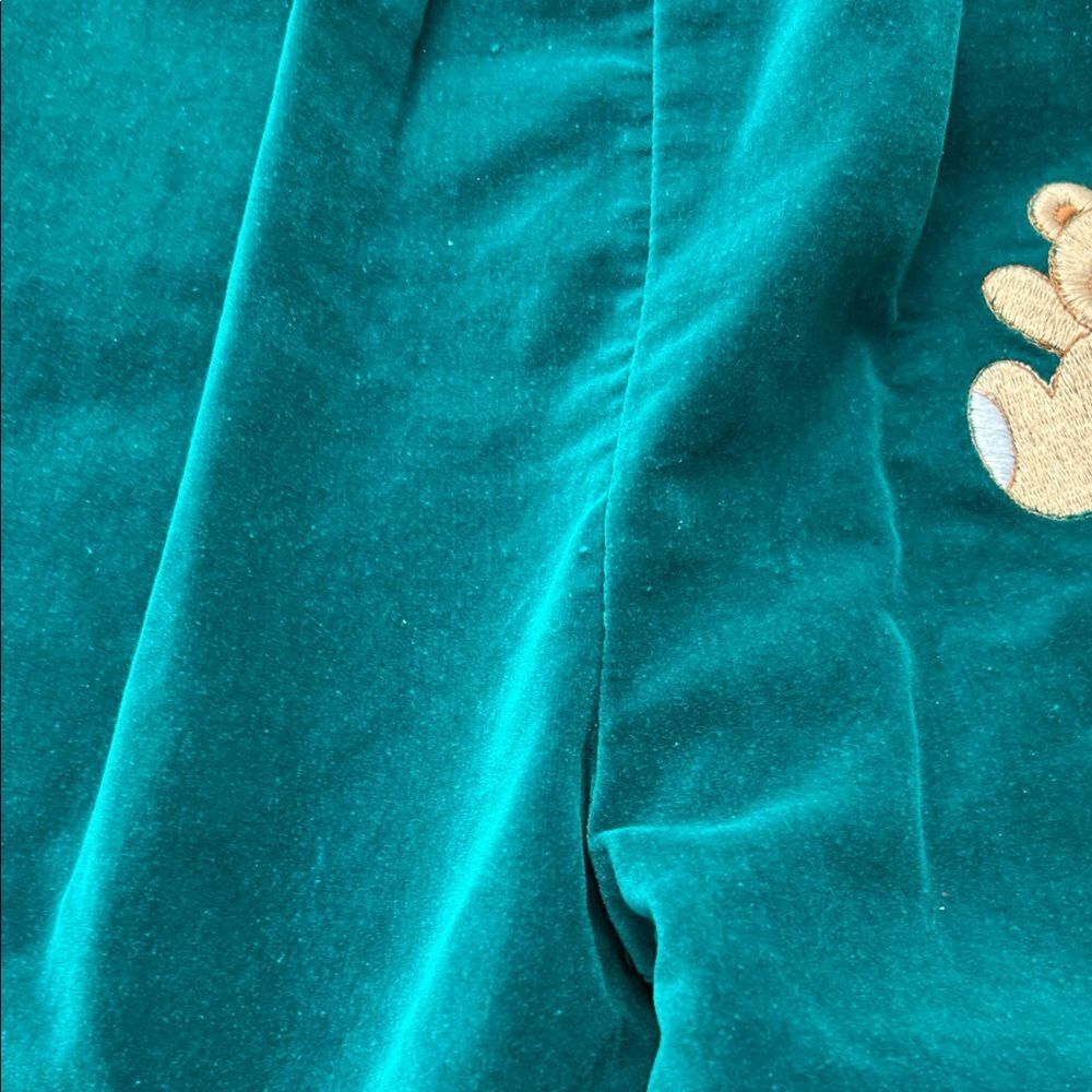 Vintage 80s Green and White Kids Christmas Candy Cane Bear Romper Blouse - Picture 7 of 16